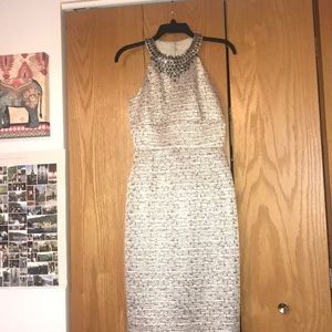 Classy, bright, silver and gold dress!